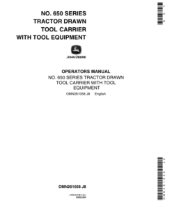 John Deere No. 650 Series Tractor Drawn Tool Carrier with Tool Equipment Operator's Manual (OMN261058)