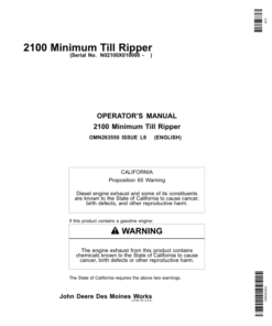 John Deere 2100 Minimum Till Ripper Export Edition (010000-011999) Operator's Manual (OMN263550)