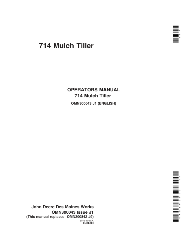 John Deere 714 Mulch Tillers Operator's Manual (OMN300043)