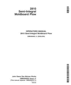 John Deere 2810 Semi-Integral Moldboard Plows Operator's Manual (OMN300052)