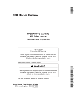 John Deere 970 Roller Harrow Operator's Manual (OMN300063)