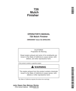 John Deere 726 Mulch Finisher Operator's Manual (OMN300067)
