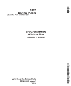 John Deere 9970 Cotton Picker (012001-) Operator's Manual (OMN300069)