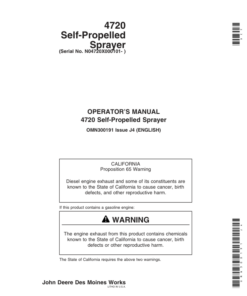 John Deere 4720 Self-Propelled Sprayer (000101-) Operator's Manual (OMN300191)