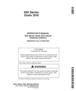 John Deere 450 Grain Drills European Edition (000001-720100) Operator's Manual (OMN300243)
