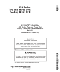 John Deere 455 Folding Grain Drills Operator's Manual (OMN300244)