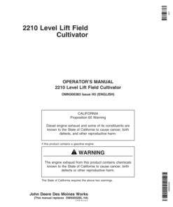 John Deere 2210 Level-Lift Field Cultivator North America (000000-004000) Operator's Manual (OMN300383)