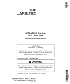 John Deere 2410 Chisel Plow North America (000000-005999) Operator's Manual (OMN300418)