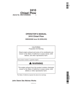 John Deere 2410 Chisel Plow North America (006000-007999) Operator's Manual (OMN300488)