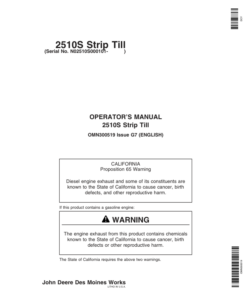 John Deere 2510S Strip Till Applicator Operator's Manual (OMN300519)