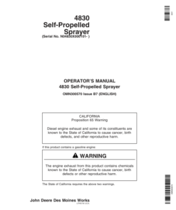 John Deere 4830 Self-Propelled Sprayer (000101-) Operator's Manual (OMN300570)