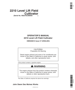 John Deere 2210 Level-Lift Field Cultivator North America (006000-007999) Operator's Manual (OMN300610)