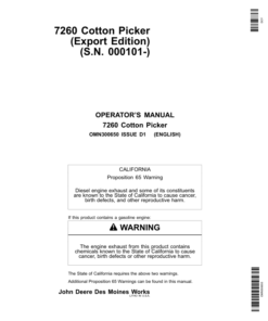 John Deere 7260 Cotton Picker (000101-) Operator's Manual (OMN300650)