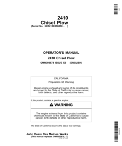 John Deere 2410 Chisel Plow North America (008000-011999) Operator's Manual (OMN300678)