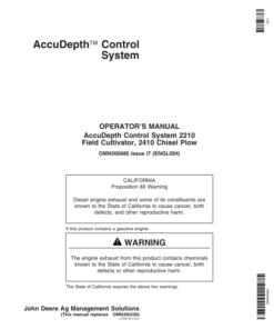 John Deere AccuDepth Control System 2210 Field Cultivator & 2410 Chisel Plow Operator's Manual (OMN300685)