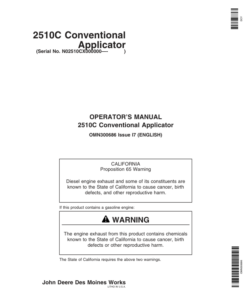 John Deere 2510C Conventional Applicator Operator's Manual (OMN300686)