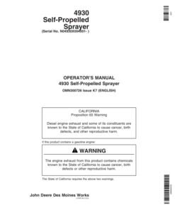 John Deere 4930 Self-Propelled Sprayer (004001-) Operator's Manual (OMN300726)