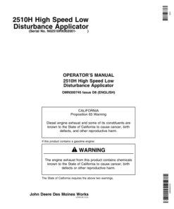 John Deere 2510H High-Speed Applicators (Low-Disturbance) North America (002001-004000) Operator's Manual (OMN300745)