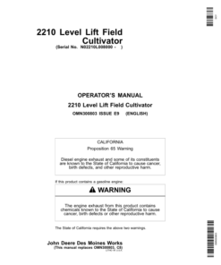 John Deere 2210 Level-Lift Field Cultivator North America (008000-039999) Operator's Manual (OMN300803)