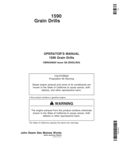 John Deere 1590 Grain Drills Operator's Manual (OMN300820)
