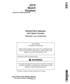 John Deere 2310 Mulch Finisher (002100-) Operator's Manual (OMN300851)