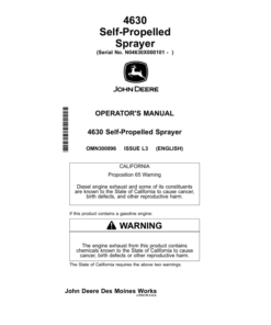 John Deere 4630 Self-Propelled Sprayers North America (000101-018000) Operator's Manual (OMN300896)