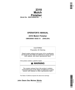 John Deere 2310 Mulch Finisher (004100-) Operator's Manual (OMN300900)