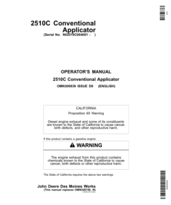 John Deere 2510C Conventional Applicator Operator's Manual (OMN300939)