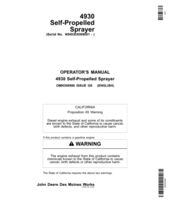 John Deere 4930 Self-Propelled Sprayer (008001-) Operator's Manual (OMN300980)
