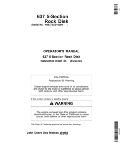 John Deere 637 5-Section Rock Disk (016000-) Operator's Manual (OMN300999)