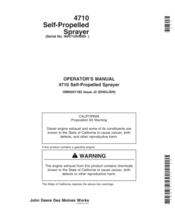 John Deere 4710 Self-Propelled Sprayer (004001-) Operator's Manual (OMN301182)