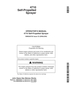 John Deere 4710 Self- Propelled Sprayer Operator's Manual (OMN303735)