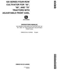 John Deere 420 Series Four-Row Cultivator Operator's Manual (OMN33156)