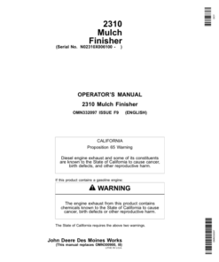 John Deere 2310 Mulch Finisher (006100-) Operator's Manual (OMN332097)