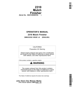 John Deere 2310 Mulch Finisher (006100-) Operator's Manual (OMN332302)