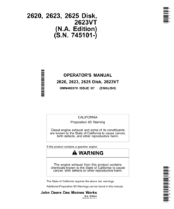 John Deere 2620, 2623, 2625 & 2623VT Disk Operator's Manual (OMN400370)