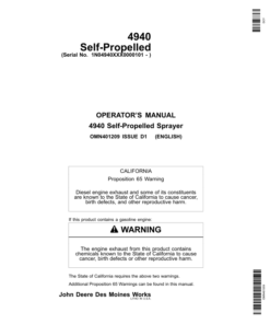 John Deere 4940 Self-Propelled Sprayer (000101-) Operator's Manual (OMN401209)