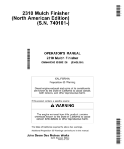 John Deere 2310 Mulch Finishers (North American) Operator's Manual (OMN401305)