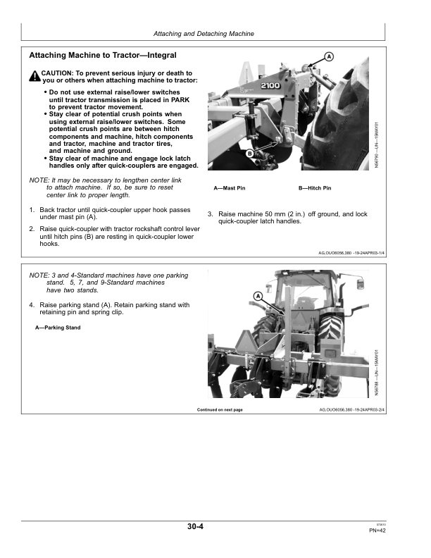John Deere 2100 Minimum Till Ripper North America (012000- ) Operator's Manual (OMN401366) - Image 2