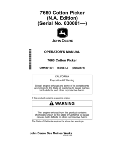 John Deere 7660 Cotton Pickers Operator's Manual (OMN401531)