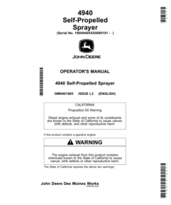 John Deere 4940 Self-Propelled Sprayer (000101-) Operator's Manual (OMN401865)