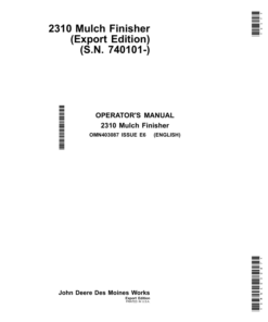 John Deere 2310 Mulch Finishers (Export Edition) Operator's Manual (OMN403087)