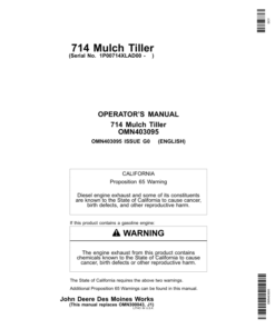 John Deere 714 Mulch Tillers Operator's Manual (OMN403095)