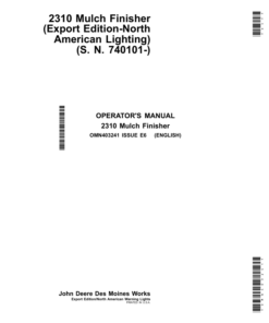 John Deere 2310 Mulch Finishers (Export Edition w/North American Lighting) Operator's Manual (OMN403241)