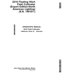 John Deere 2210 Floating-Hitch Field Cultivator (Export Edition) Operator's Manual (OMN403243)