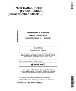 John Deere 7660 Cotton Pickers Operator's Manual (OMN403937)