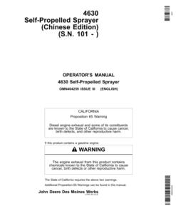 John Deere 4630 Self-Propelled Sprayer Export Edition (000101-018000) Operator's Manual (OMN404259)