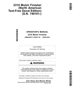 John Deere 2310 Mulch Finishers North American Warning Lights (Asian Edition w/North American Configuration) Operator's Manual (OMN404573)