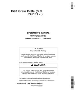 John Deere 1590 Grain Drills Operator's Manual (OMN405377)