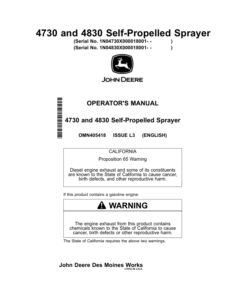 John Deere 4730 & 4830 Self-Propelled Sprayer North America (018001-023000) Operator's Manual (OMN405418)
